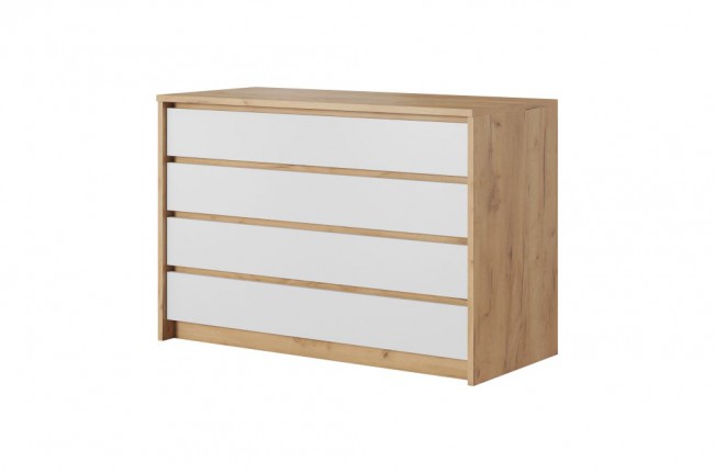 Komoda sypialnia Xelo 93cm Dąb Craft Złoty + Biały