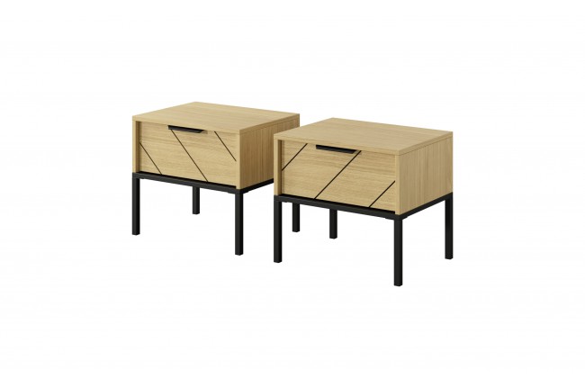 Stolik nocny Verso kpl.2szt. 46,5 cm Dąb Scandi