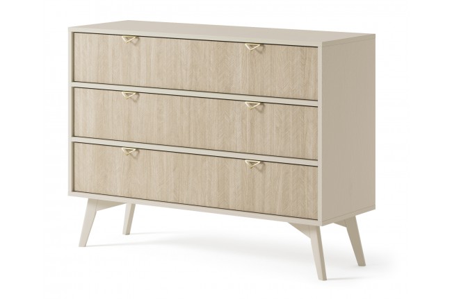 Komoda niska Forest 3S 106cm Beż Piaskowy + Jodełka Scandi