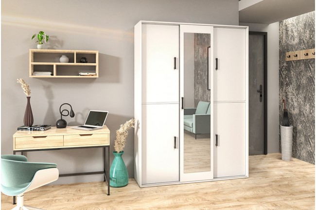 Szafa GAR 3   150 cm Biała + Lustro
