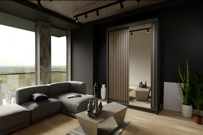 Szafa Royal 150cm Czarna + Lamele Votan