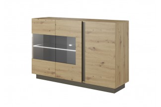 Komoda witryna salon Arco witryna 138cm Dąb Artisan + Grafit