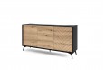 Komoda niska salon Diamond DS 154 cm Dąb Evoke+Czarny