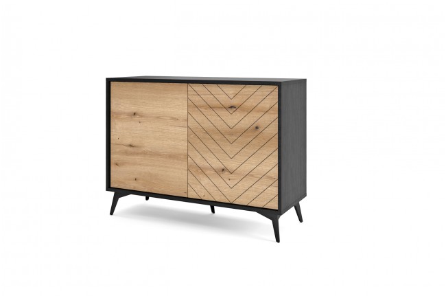 Komoda niska salon Diamond D 104 cm Dąb Evoke+Czarny