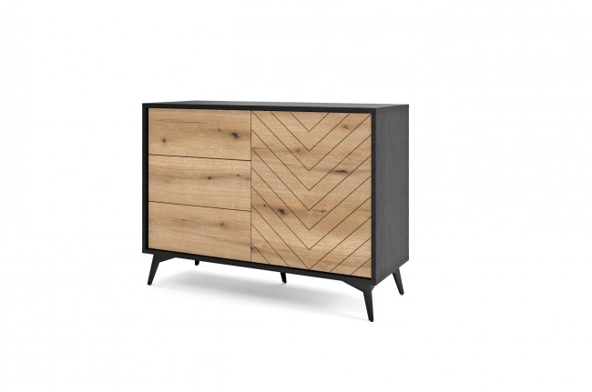 Komoda niska salon Diamond DS 104 cm Dąb Evoke+Czarny