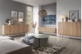 Komoda niska salon Boho 144/83 cm Dąb Riviera+Marmur Bianco