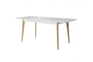 Stół rozkładany Nordi 140-180 cm Biały Połysk + Dąb Riviera