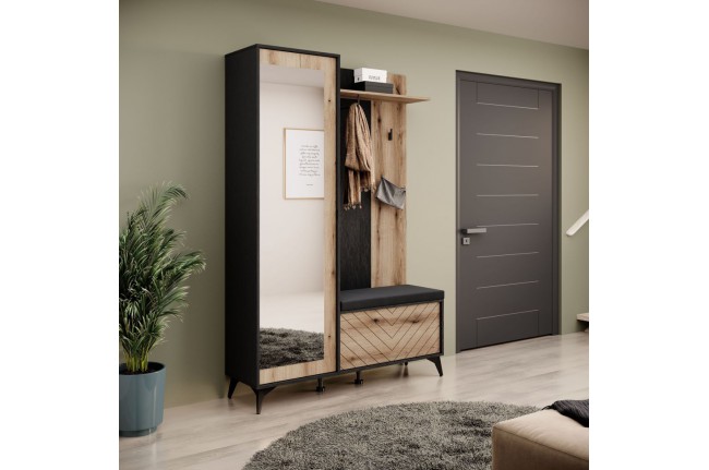 Garderoba Diamond 134 cm Dąb Evoke+Czarny