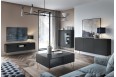 Komoda niska salon Harmony 144cm Czarny Grafit + Marmur Black