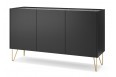 Komoda niska salon Harmony 144cm Czarny Grafit + Marmur Black