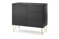 Komoda niska salon Harmony 97cm Czarny Grafit + Marmur Black