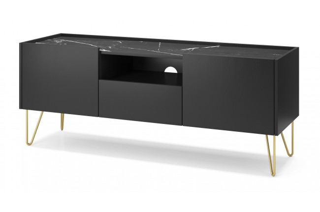 Stolik rtv salon Harmony 144cm Czarny Grafit + Marmur Black