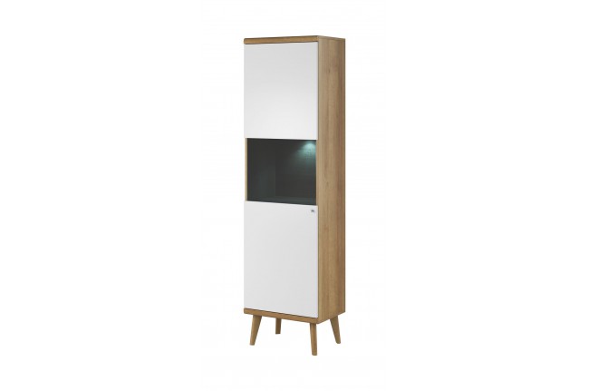 Witryna wysoka salon Primo 50cm Dąb Riviera + Biały