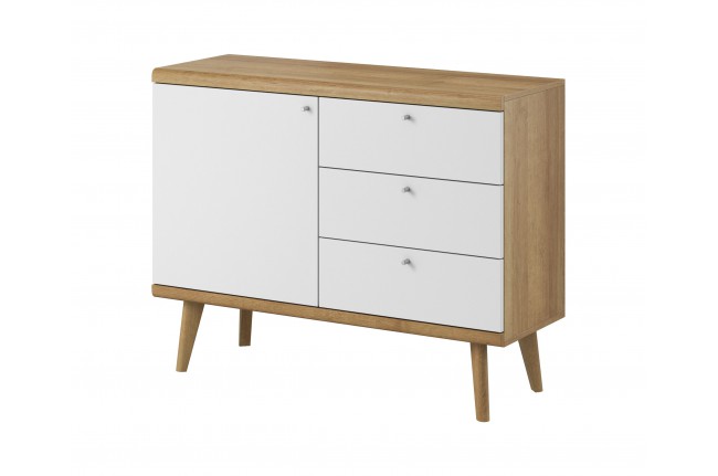 Komoda niska salon Primo 107cm Dąb Riviera + Biały