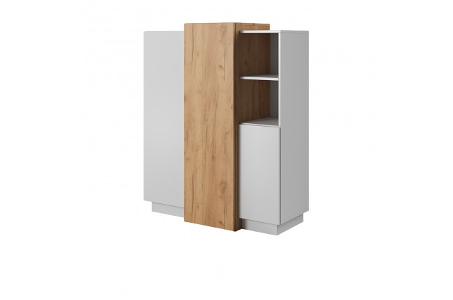 Komoda salon 3D 110cm 3d Biały Mat + Dąb Craft Złoty
