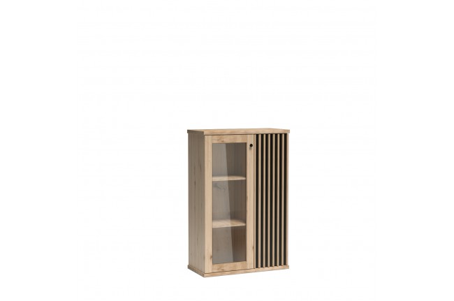 Witryna niska Cali 86 cm Dąb Artisan + Lamele