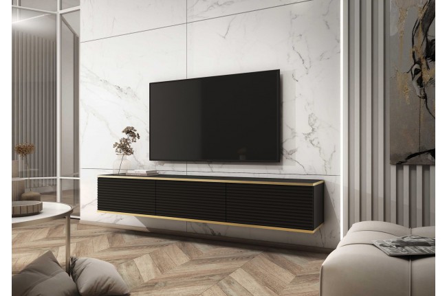 Stolik rtv wiszący Oro 175 cm Czarne Lamele