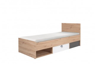 Łóżko Kevin K11 95 cm Dąb Artisan/Grafit/Biały